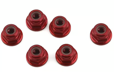 1UP Racing 1UP80534 3mm Aluminum Flanged Locknuts (Red) (6)  80534