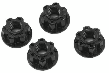 Yeah Racing YEA-YA-0448BK 4mm Aluminum Serrated Wheel Lock Nut (4) (Black)