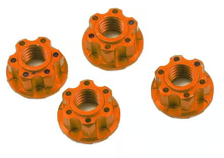 Yeah Racing YEA-YA-0448OR 4mm Aluminum Serrated Wheel Lock Nut (4) (Orange)