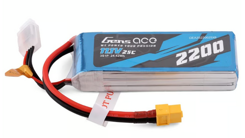 Gens Ace 3S220025X 3s LiPo Battery 25C w/XT-60 Connector (11.1V/2200mAh)