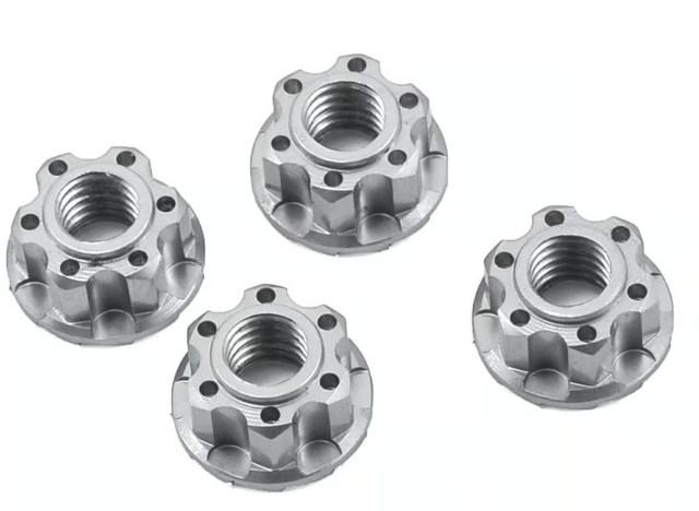 Yeah Racing YEA-YA-0448SV 4mm Aluminum Serrated Wheel Lock Nut (4) (Silver)