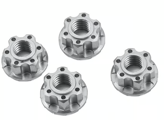 Yeah Racing YEA-YA-0448SV 4mm Aluminum Serrated Wheel Lock Nut (4) (Silver)
