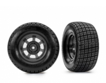 Traxxas 10473 Dirt Oval, Graphite Gray Wheels, Hoosier® Tires, foam inserts (2) 2WD Front only