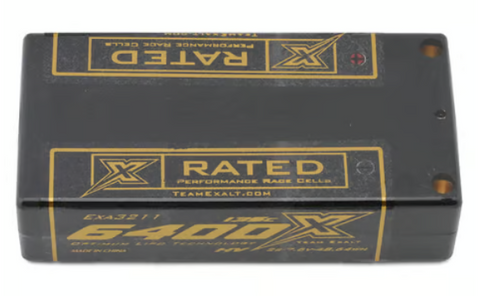 Team Exalt EXA3211 "X-Rated" HVX Shorty 2S 135C Lipo Battery (7.6V/6400mAh) w/5mm Connectors (ROAR Approved)