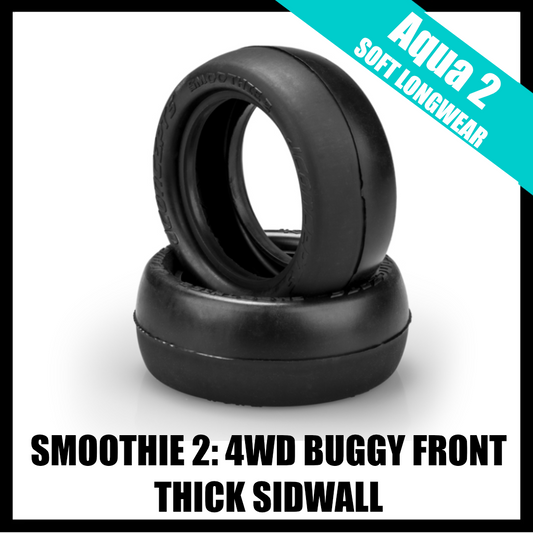 JConcepts 4048-03 Smoothie 2 *Thick Sidewall* 4wd Buggy Front Tires (2) (Aqua A2) Soft Dry Groove (Copy)