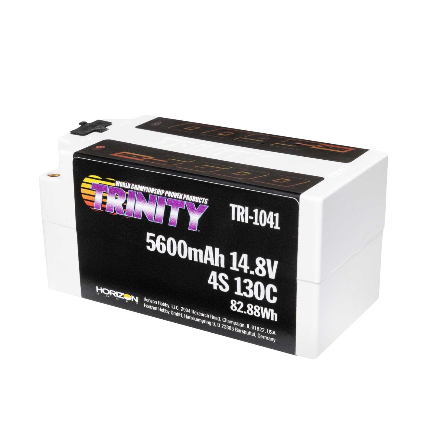 Trinity TRI-1041 14.8V 5600mAh 4S 130C Shorty LiPo Battery, 5mm Bullets