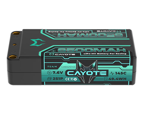 Cayote 2S 145C LCG Shorty LiHV Battery (7.6V/6500mAh) w/5mm Bullets