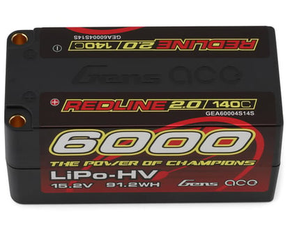Gens Ace GEA60004S14S Redline 2.0 4S Shorty LiHV Battery 140C (15.2V/6000mAh) w/5mm Bullets