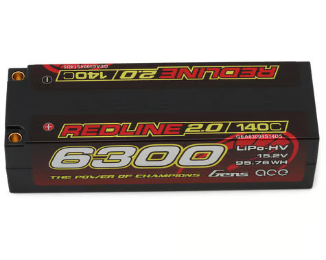 Gens Ace GEA63004S14D5 Redline 2.0 4S LiHV Battery 140C (15.2V/6300mAh) w/5.0mm bullet
