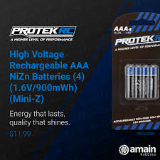 ProTek RC PTK-5580 High Voltage Rechargeable AAA NiZn Batteries (4) (1.6V/900mWh) (Mini-Z)