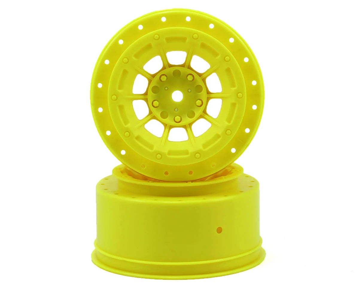 JConcepts 3344Y 12mm Hex Hazard Short Course Wheels w/3mm Offset (Yellow) (2) (SC5M)
