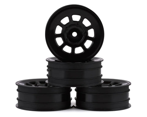 JConcepts 3397B 9 Shot 2.2 Dirt Oval Front Wheels (Black) (4) (B6.1/XB2/RB7/YZ2) w/12mm Hex