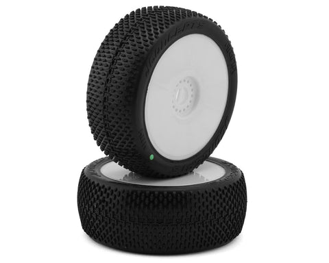 JConcepts 4114-12 Arina Pre-Mounted 1/8th Buggy Tires (White) (2) (Green)