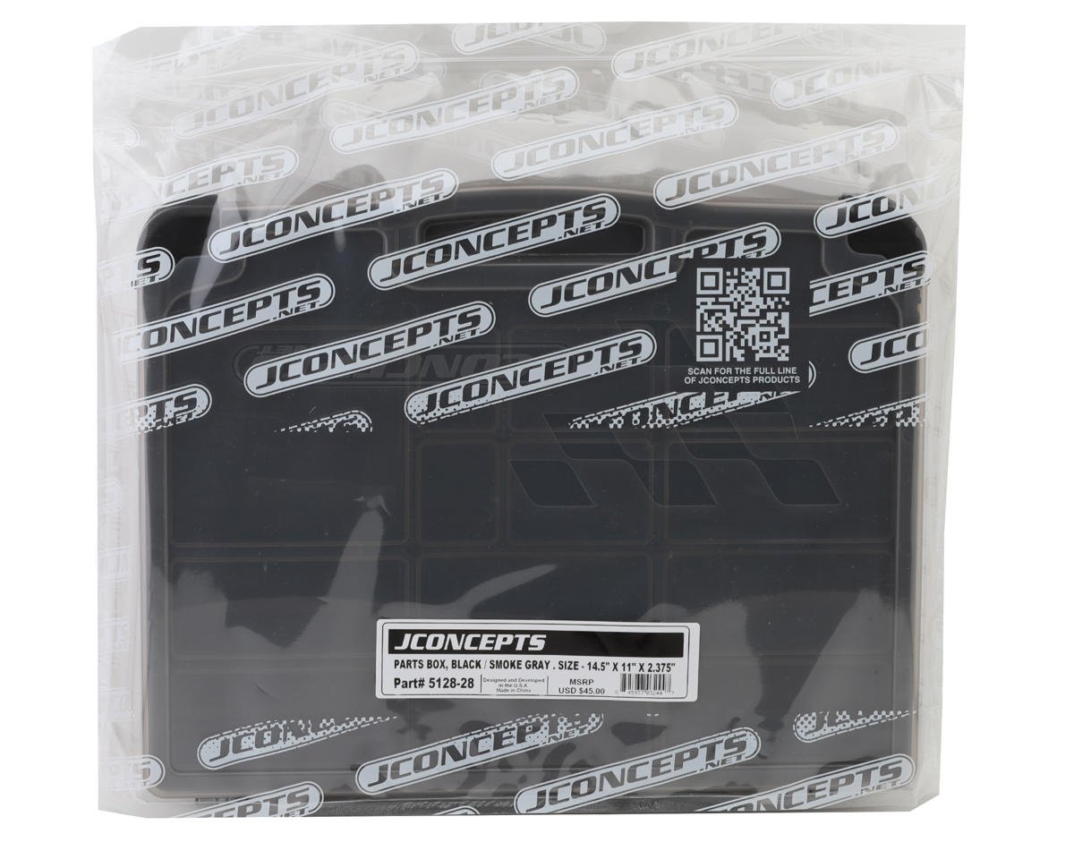 JConcepts 5128-28 Parts Storage Box (Black/Smoke Grey) (14.5x11x2.37")