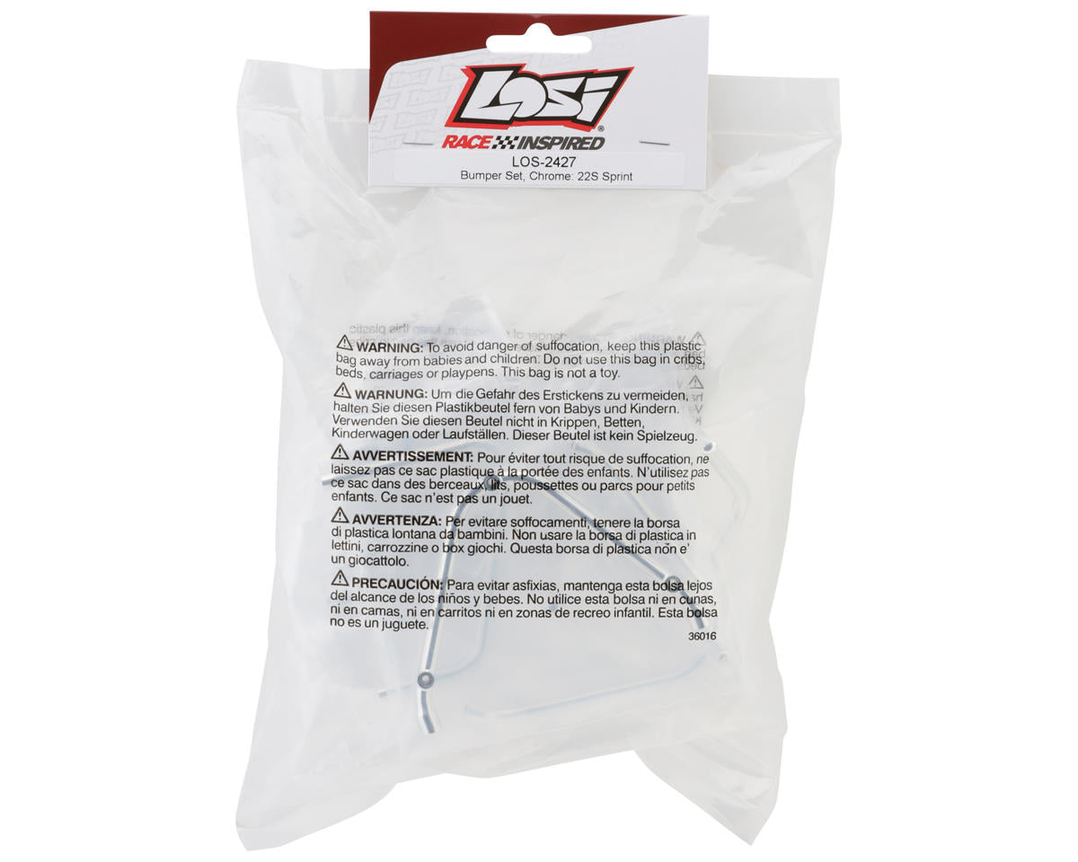 Losi LOS-2427 22S Sprint Rear Bumper Set (Chrome)