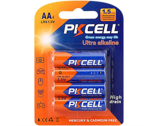 PKCell Ultra Alkaline AA Batteries PKE511225 4 Pack (Mercury & Cadmium Free)