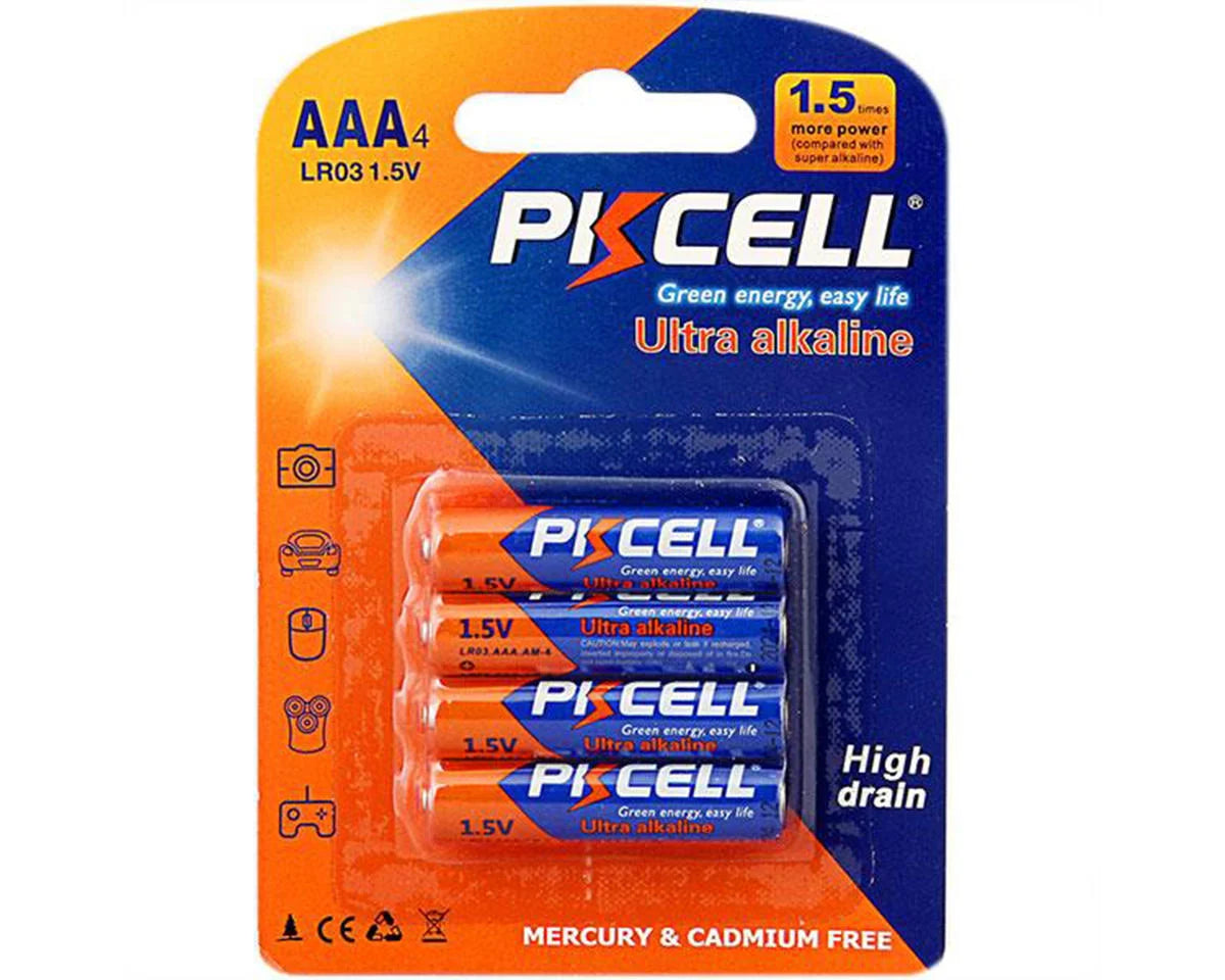PKCell Ultra Alkaline AAA Batteries PKE511928 4 Pack (Mercury & Cadmium Free)