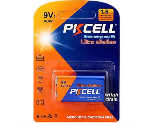 PKCell Ultra Alkaline 9V Battery PKE513021 (Mercury & Cadmium Free)
