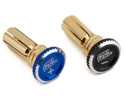 ProTek RC Twist Lock Adjustable Bullet Plug Grips w/5mm Bullets (Black/Blue)