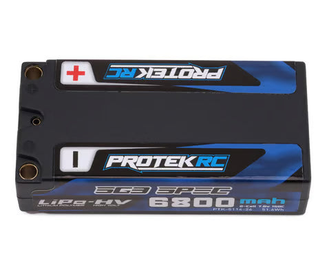 ProTek RC PTK-5114-26 2S 150C Low IR SG3 HV Shorty LiPo Battery (7.6V/6800mAh) w/5mm Connectors (ROAR Approved)
