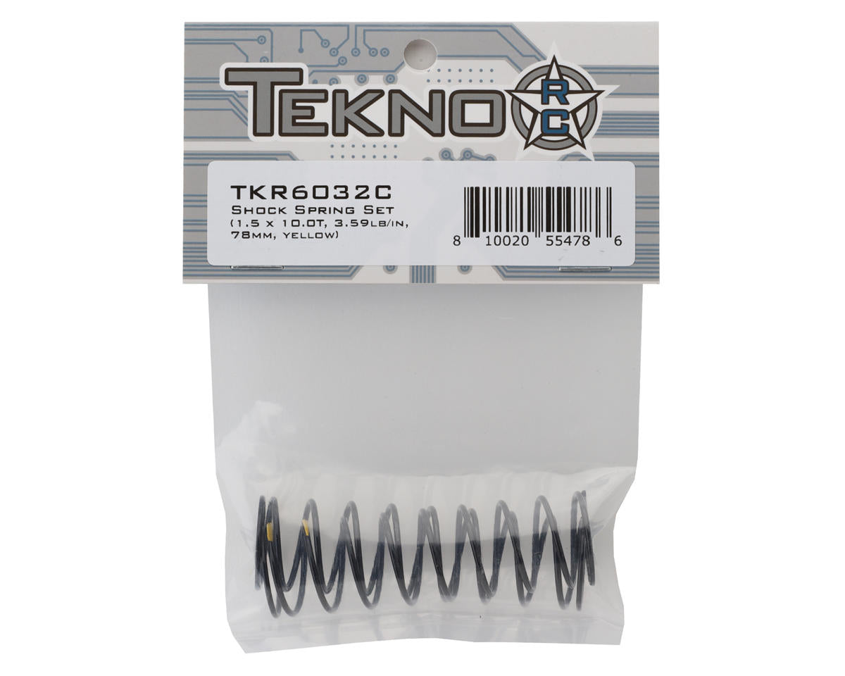 Tekno RC TKR6032C 78mm Rear Shock Spring Set (2) (Yellow)