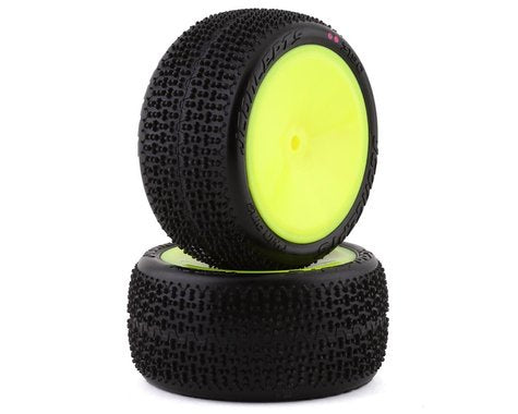JConcepts 3190-201021 Twin Pins 2.2" Pre-Mounted Rear Buggy Carpet Tires (Yellow) (2) (Pink) w/12mm Hex