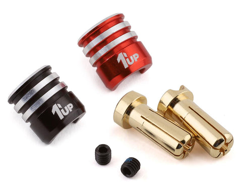 1UP Racing 190436 Heatsink Bullet Plug Grips w/5mm Bullets (Black/Red)