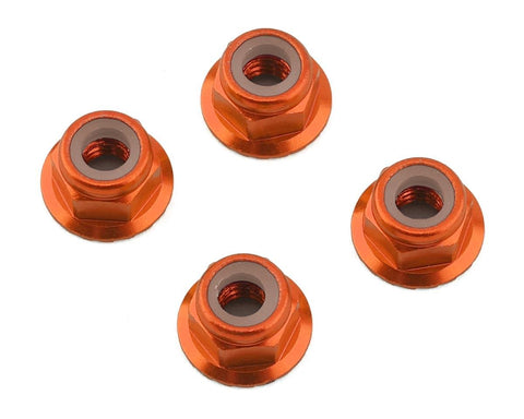 1UP Racing 80552 4mm Serrated Aluminum Locknuts (Orange) (4)