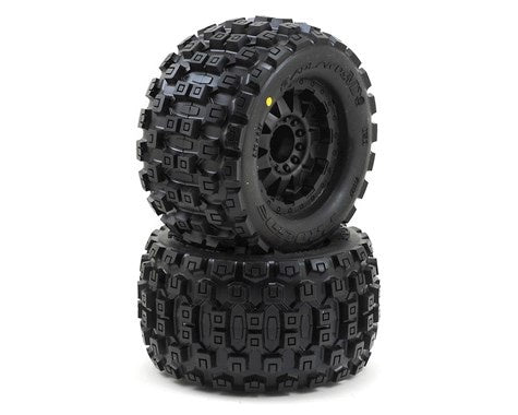 Disc. Pro-Line Badlands 3.8" Tire w/F-11 17mm 1/2" Offset MT Wheel (2) (Black) (M2)