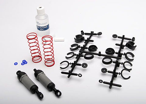 Traxxas 3760A Ultra Shocks (grey) (long) (complete w/ spring pre-load spacers & springs) (2) 0.18