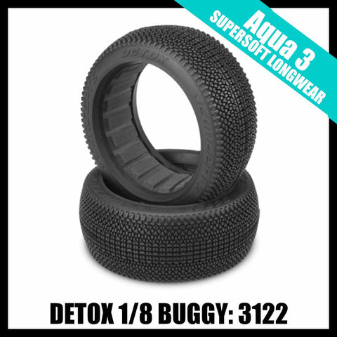 JConcepts 3122-04 Detox 1/8 Buggy Tires (2) - Aqua A3 (Super Soft Longwear)