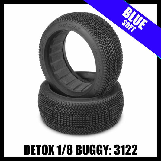 JConcepts 3122-01 Detox 1/8 Buggy Tires (2) - Blue (Soft)
