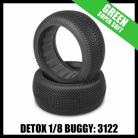 JConcepts 3122-02 Detox 1/8 Buggy Tires (2) - Green (Super Soft)