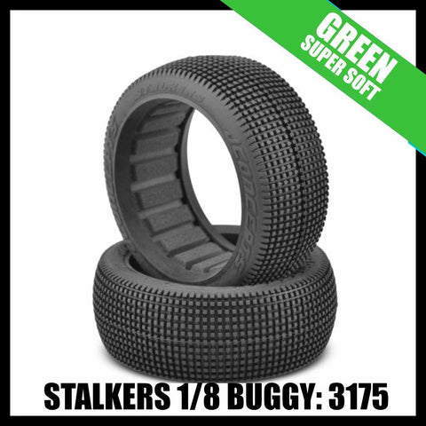 JConcepts 3175-02 Stalkers 1/8th Buggy Tire (2) - Green (Supersoft)