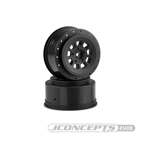 JConcepts 3420B 9-Shot Short Course Wheels w/3mm Offset (2) (Black) w/12mm Hex