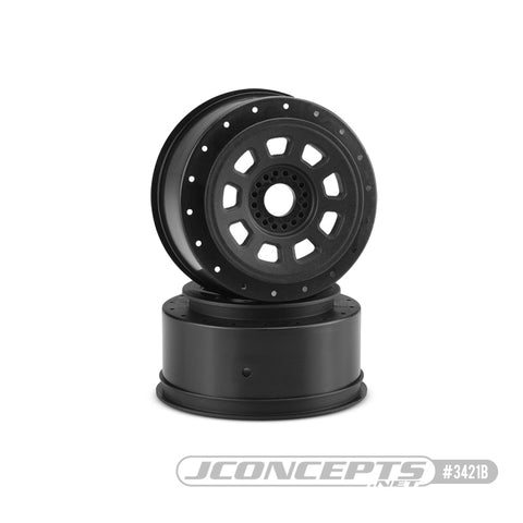 JConcepts 3421B 9-shot 17mm hex SCT tire wheel – Black, 2pc.