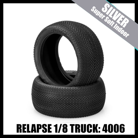 JConcepts 4006-06 Relapse 1/8th Truck Tires Truggy (Silver) Super Soft Indoor