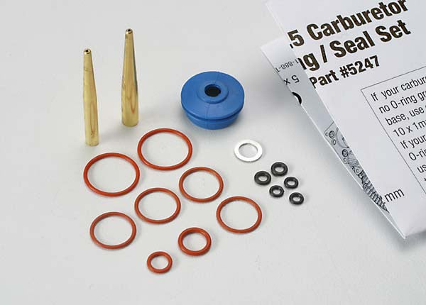 Traxxas 5247 O-ring and seal set, carburetor/ O-rings: 2x1mm (3), 10x1mm (4), 2.5x1.15mm (2), 6.2x1.2mm (1)/ 5x.9mm O-ring installation tool/ 5.3x7.8x.6mm crush washer (2)/ carburetor dust boot (1) (TRX2.5, 2.5R) 0.025