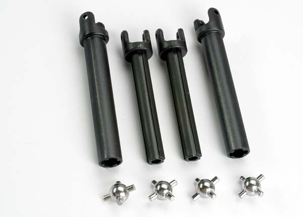Traxxas 4951X Half shafts, long (heavy duty) (external-splined (2) & internal-splined (2))/ metal u-joints (4) 0.095