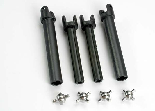 Traxxas 4951X Half shafts, long (heavy duty) (external-splined (2) & internal-splined (2))/ metal u-joints (4) 0.095