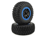 Traxxas 5883A Tire & wheel assy, glued (SCT Split-Spoke, black, blue beadlock wheels, BFGoodrich® Mud-Terrain® KM2 tire, inserts) (2) (4WD f/r, 2WD rear) 0.55