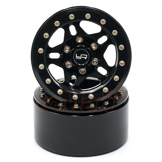 Yeah Racing WL-0116BK 1.9 Aluminum CNC 5 Spoke Beadlock Wheel w/Wheel Hub 2pcs Black