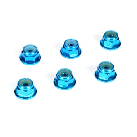 Losi TLR336001 4mmAlumSerratedLockNuts,Blue(6)