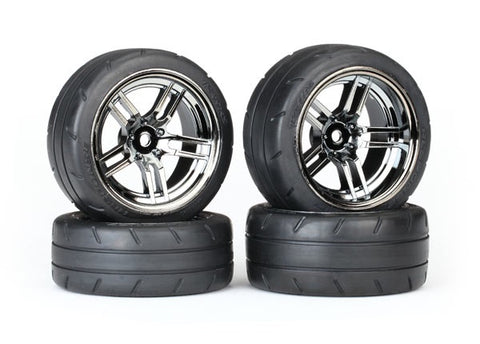 Traxxas 8375 Tires & wheels, assembled, glued (split-spoke black chrome wheels, 1.9' Response tires, foam inserts)