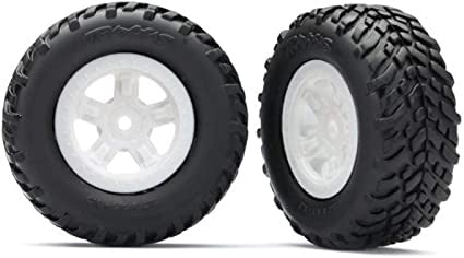 Traxxas 7674X Tires and wheels, assembled, glued (SCT white wheels, SCT off-road racing tires) (1 each, right & left) 0.154