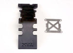 Traxxas 4938 - Skidplate, rear plastic (black)/ stainless steel plate