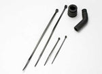 Traxxas 5245X Pipe coupler, molded (black)/ exhaust deflecter (rubber, black)/ cable ties, long (2)/ cable ties, short (2) 0.045