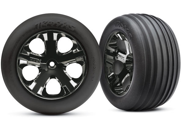 Traxxas 3771A - Tires & wheels, assembled, glued (2.8') (All-Star black chrome wheels, ribbed tires, foam inserts) (electric front) (2)