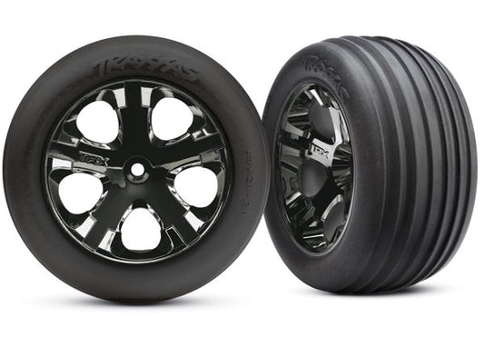 Traxxas 3771A - Tires & wheels, assembled, glued (2.8') (All-Star black chrome wheels, ribbed tires, foam inserts) (electric front) (2)