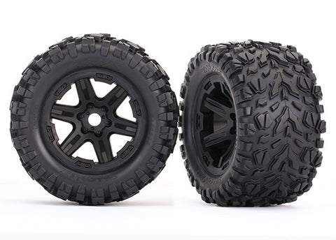 Traxxas 8672 - Tires & wheels, assembled, glued (black wheels, Talon EXT tires, foam inserts) (2) (17mm splined) (TSM rated)